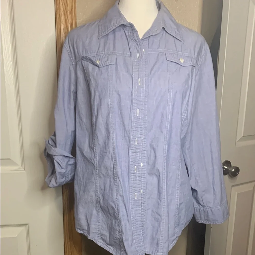 HARVE BENARD Light Blue Cotton Button Down Shirt - Picture 4 of 8